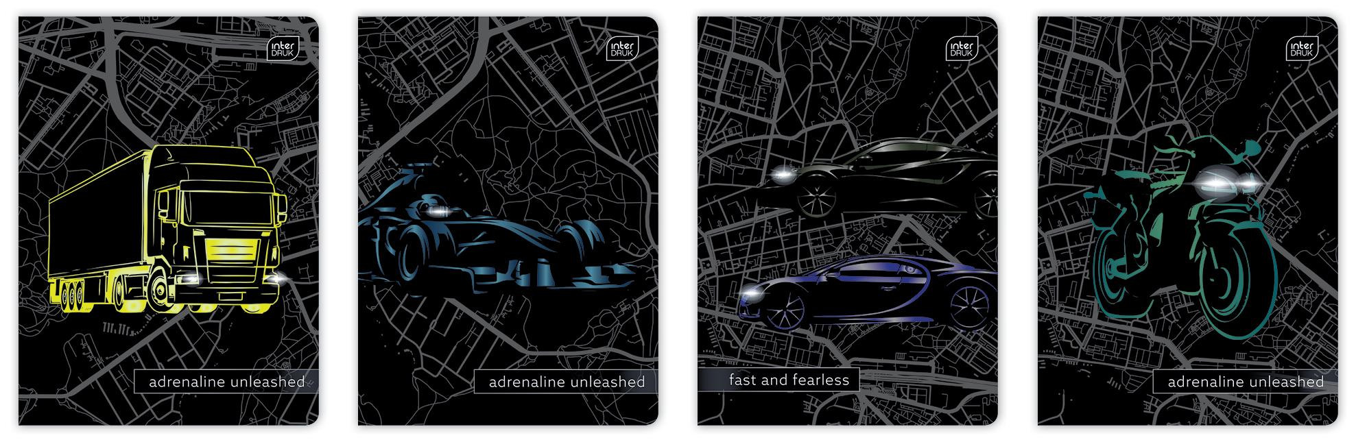 Zeszyt A5/32k 3 linia kolorowa UV Cars Interdruk