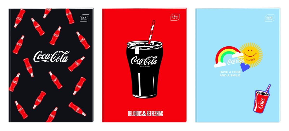 Zeszyt A4/32K linia kolor. M Mat+UV Coca Cola Interdruk