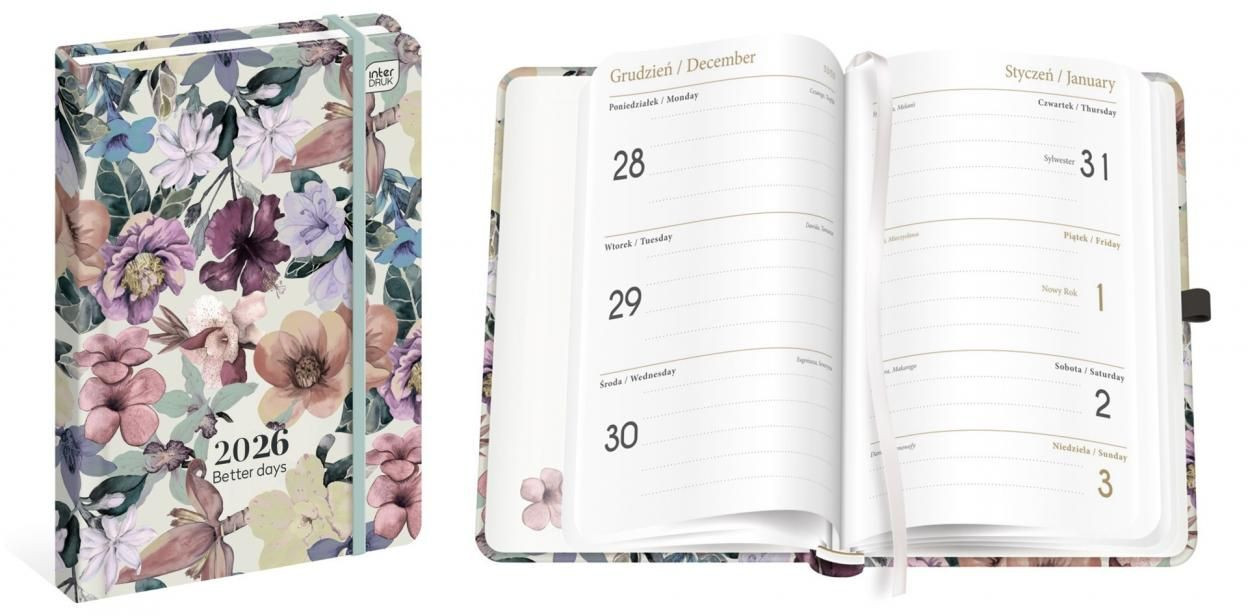Kalendarz książkowy B6 192k Mat+UV Flowers Interdruk
