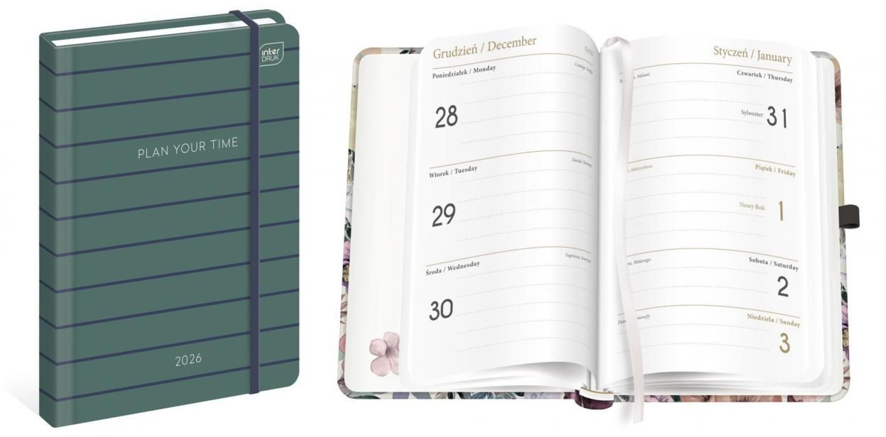 Kalendarz książkowy B6 192 Mat+Uv Navy Interdruk