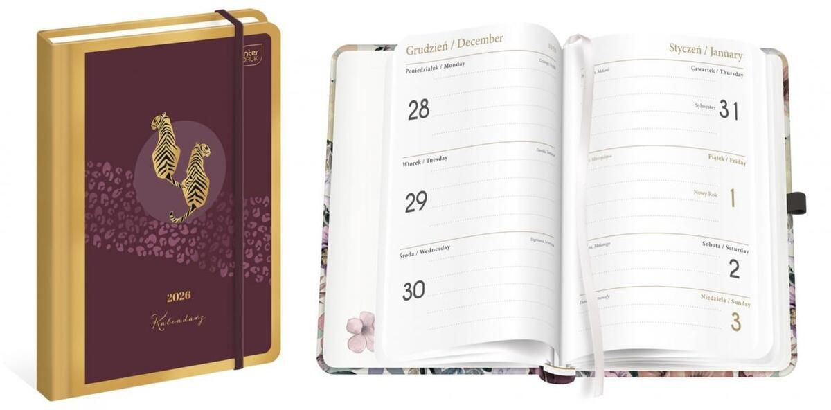 Kalendarz książkowy B6 192 Mat+Uv Satin Interdruk