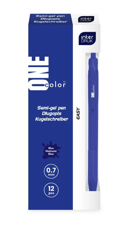 Długopis automatyczny z gripem niebieski Easy One Color Interdruk