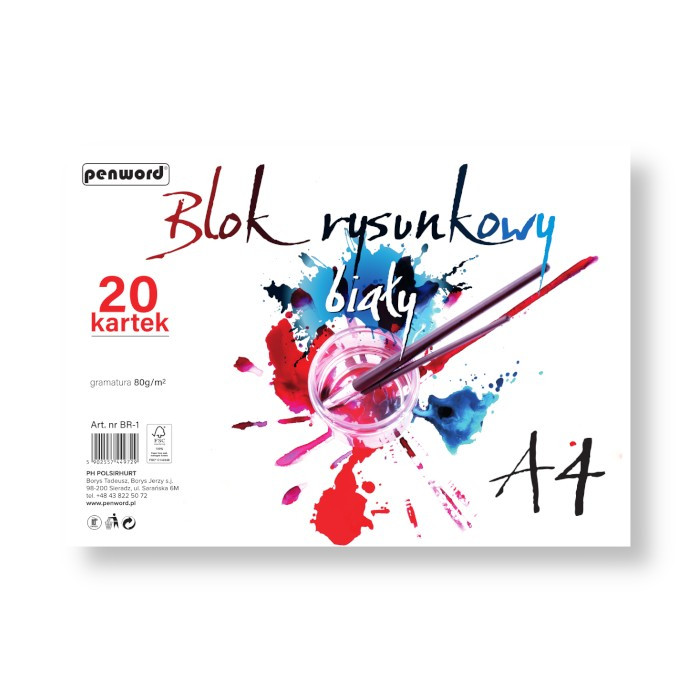 Blok rysunkowy biały A4/20 80g Polsirhurt