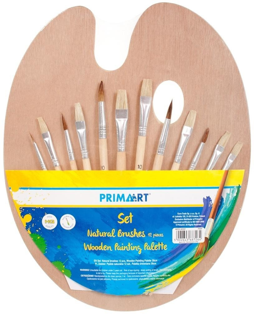 Zestaw pędzli 12szt + paleta drewniana 405597 Starpak