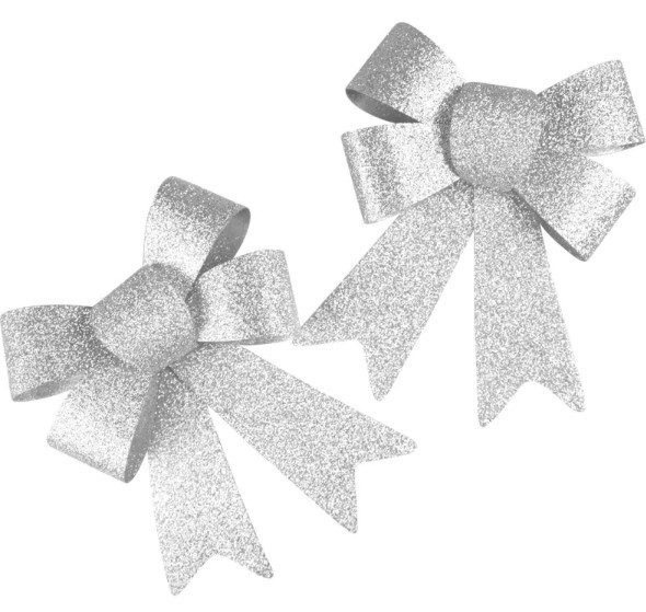 Zestaw kokard brokatowych (2szt) srebrnych Arpex