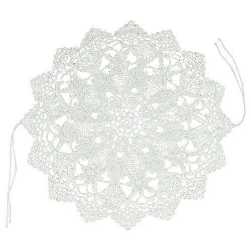 Ażurowa serwetka na  koszyczek okrągła z tasiemkami do wiązania wzór B D3094  Arpex