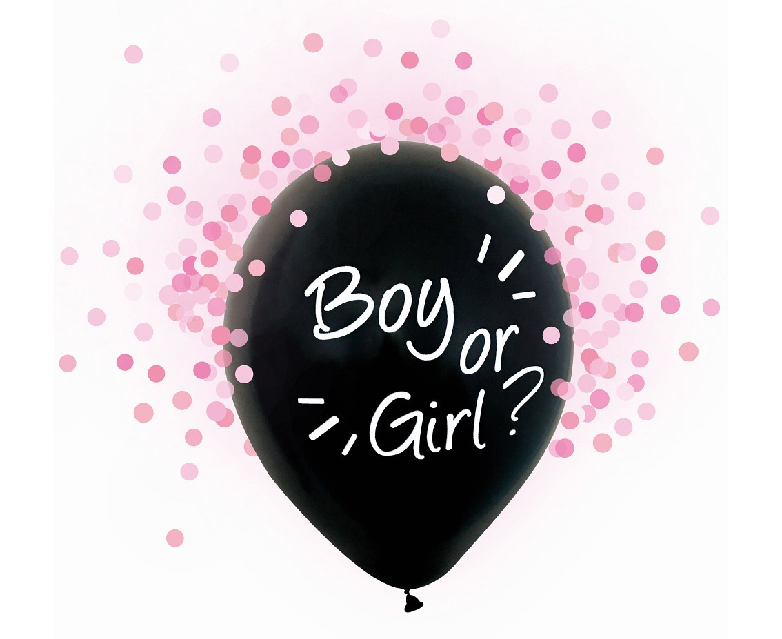 Balony Baby shower  Boy Or Girl różowe  konfetti 12" 4szt. Godan