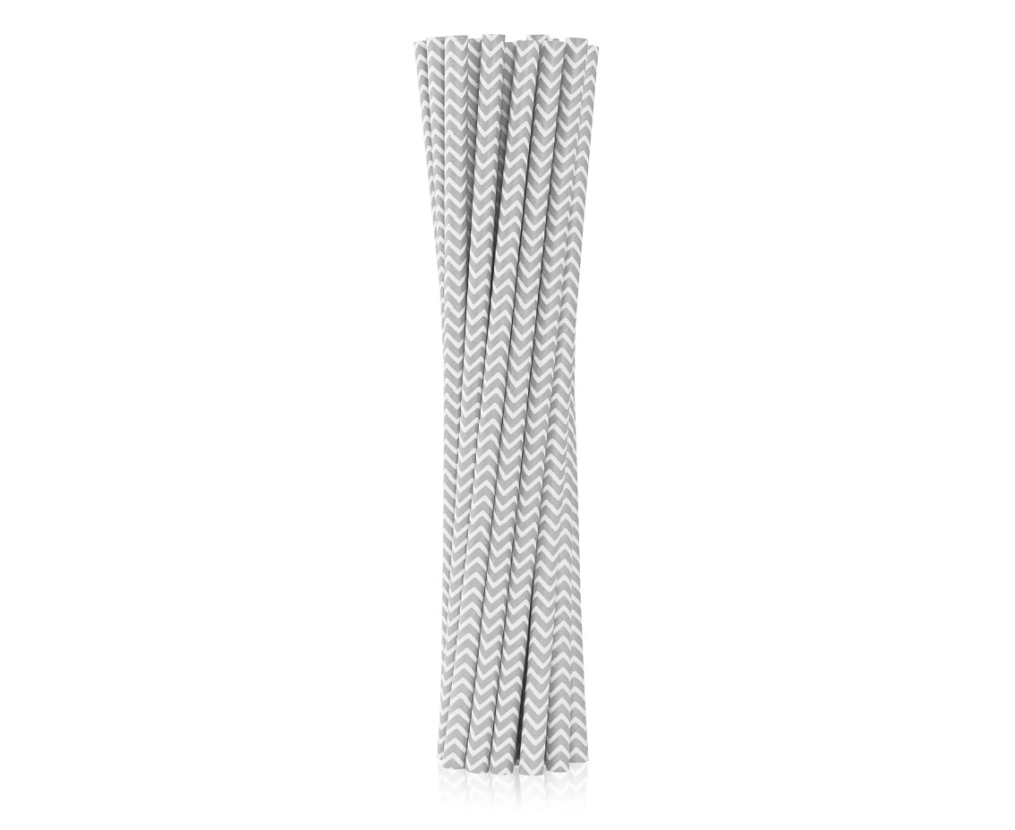 Rurki (słomki) pap. srebrne szlaczki 6x197mm (12szt) SG-RPSRSZ12 GoDan