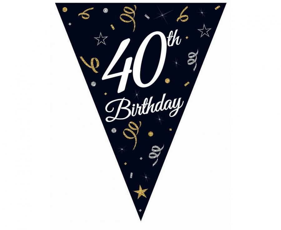 Girlanda papierowa B&C z flagami 40 urodziny 28x270cm Godan