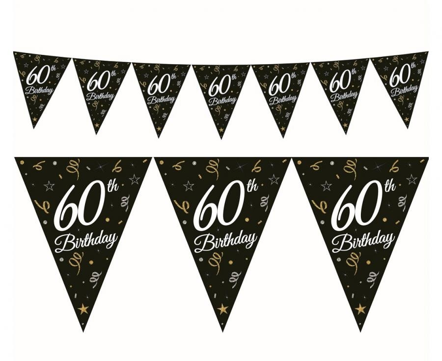 Girlanda papierowa Beauty&Charm z flagami 60 urodziny  28x270cm Godan
