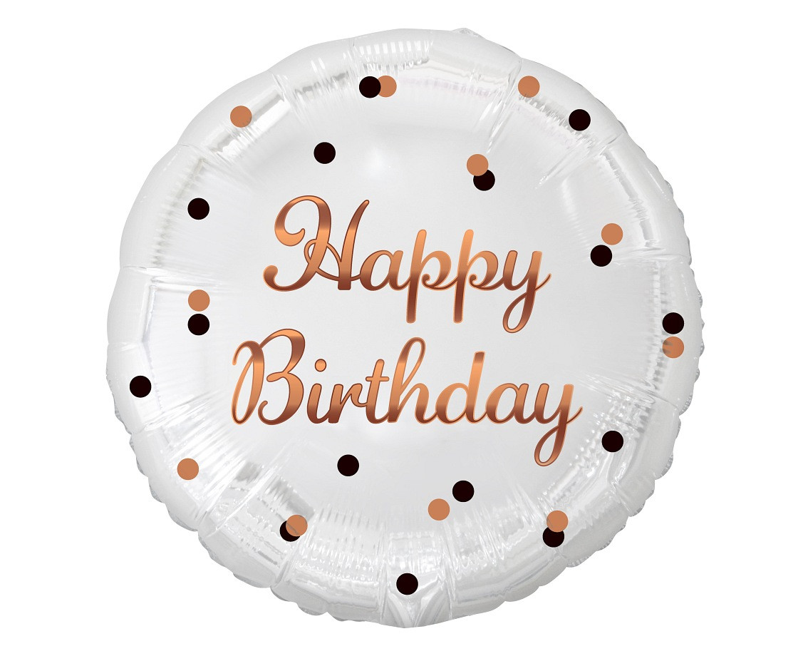 Balon foliowy B&C Happy Birthday biały, nadruk różowo-złoty 18" FG-OHBB GoDan GoDan