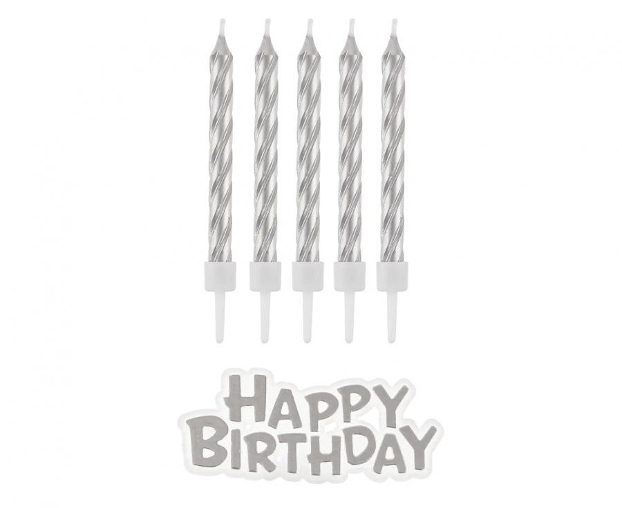 Świeczki urodzinowe Happy Birthday srebrne (16) SF-HBSR GoDan