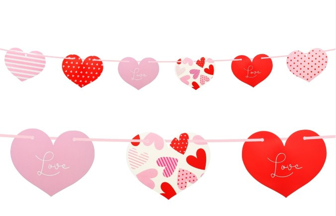 Girlanda papierowa Serca wzorki 200cm  Walentynki GoDan