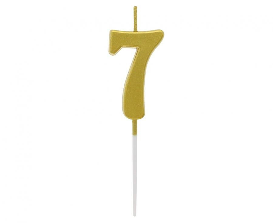 Świeczki piker B&C cyferka 7 metaliczna złota 9,5x2,3cm BH-SPZ7 GoDan