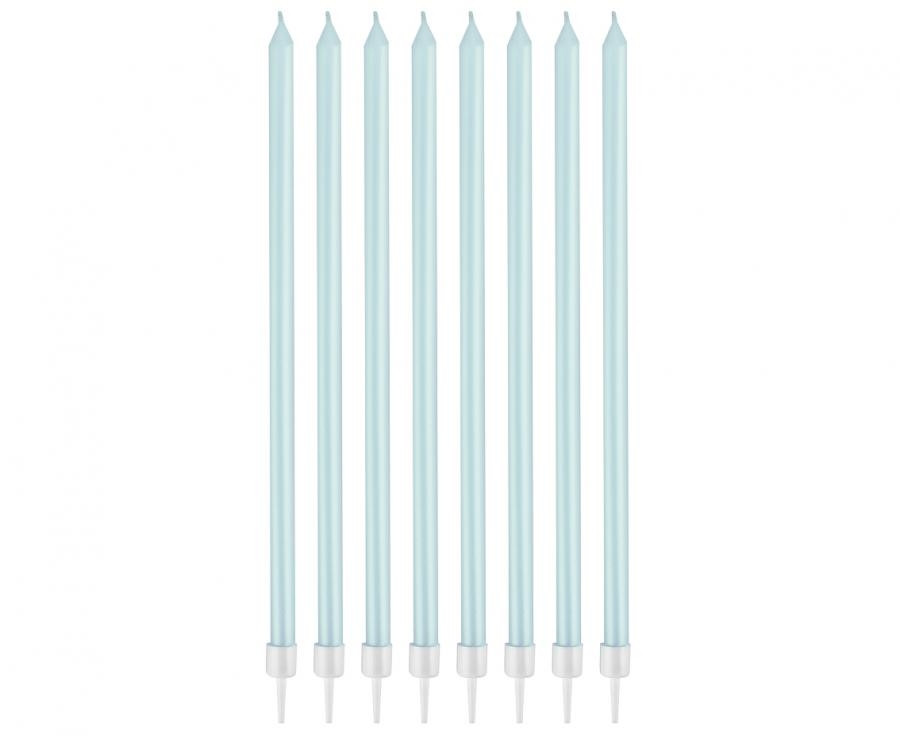 Świeczki perłowe jasnoniebieskie 15,5x0,44cm 8szt BH-SPJN GoDan