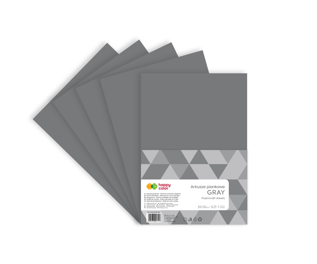 Arkusze piankowe A4/5ark szare HA 7130 2030-80 Happy Color GDD