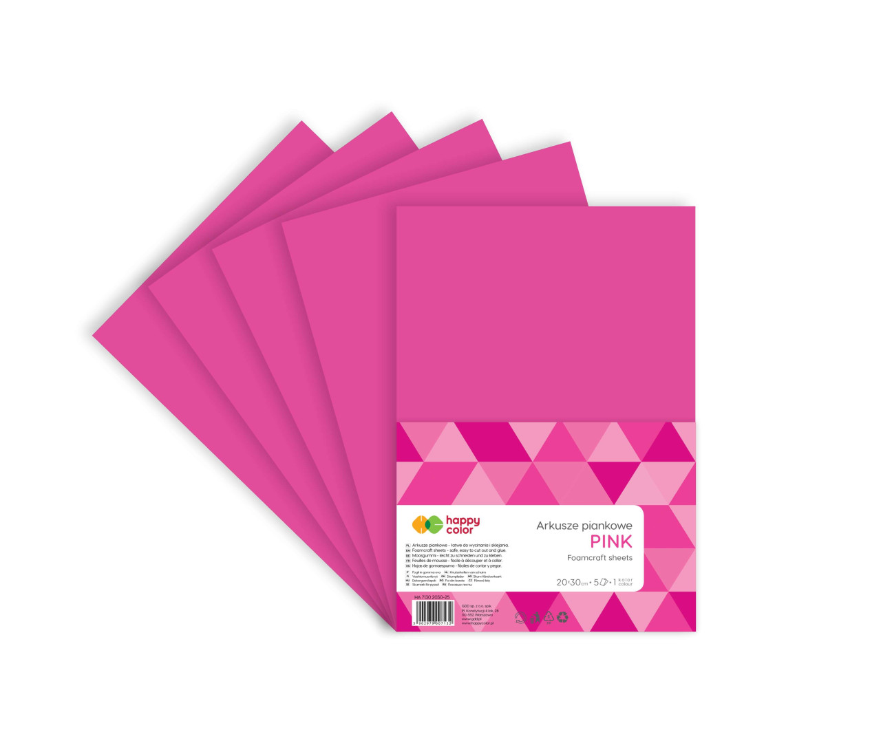 Arkusze piankowe A4 5szt. Happy Color różowe
