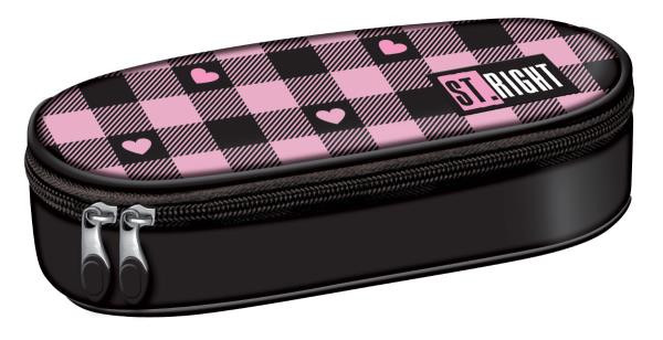 Piórnik saszetka usztywniona z wewnętrzną klapką Stright PC-01 Pink Checkered Majewski