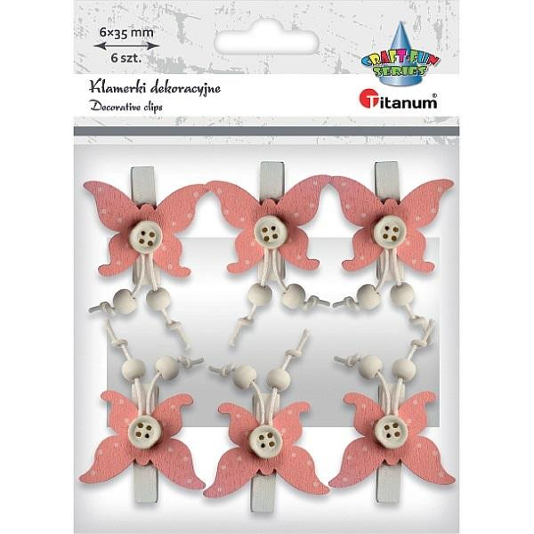 Klamerki drewniane z motylkiem 427622 Titanum
