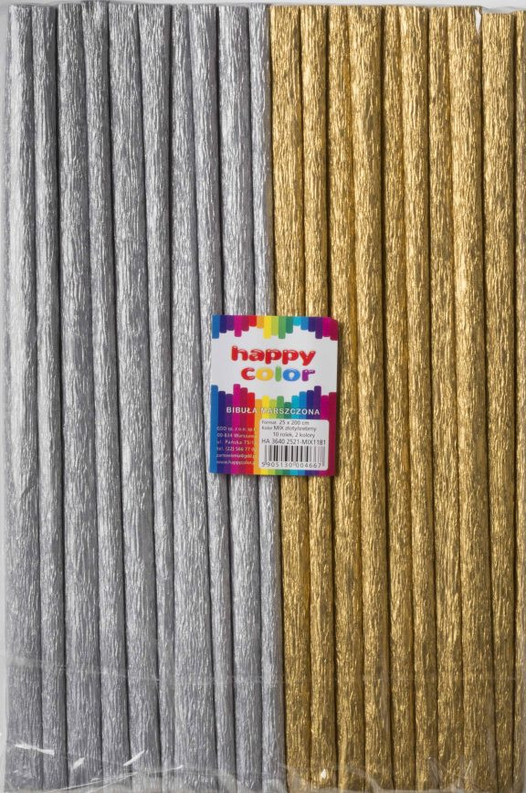Bibuła marszczona 25x200 złota/srebrna 10szt. Happy Color