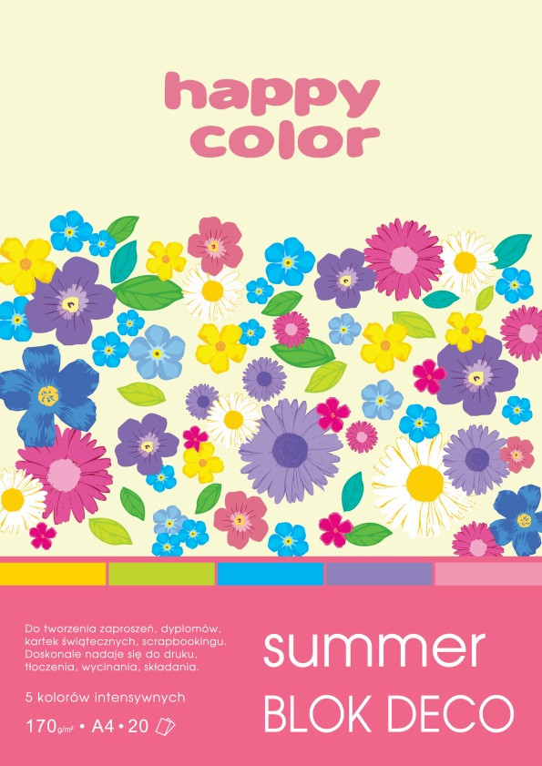 Blok Deco Summer A4/20 170g Happy Color 5 kolorów