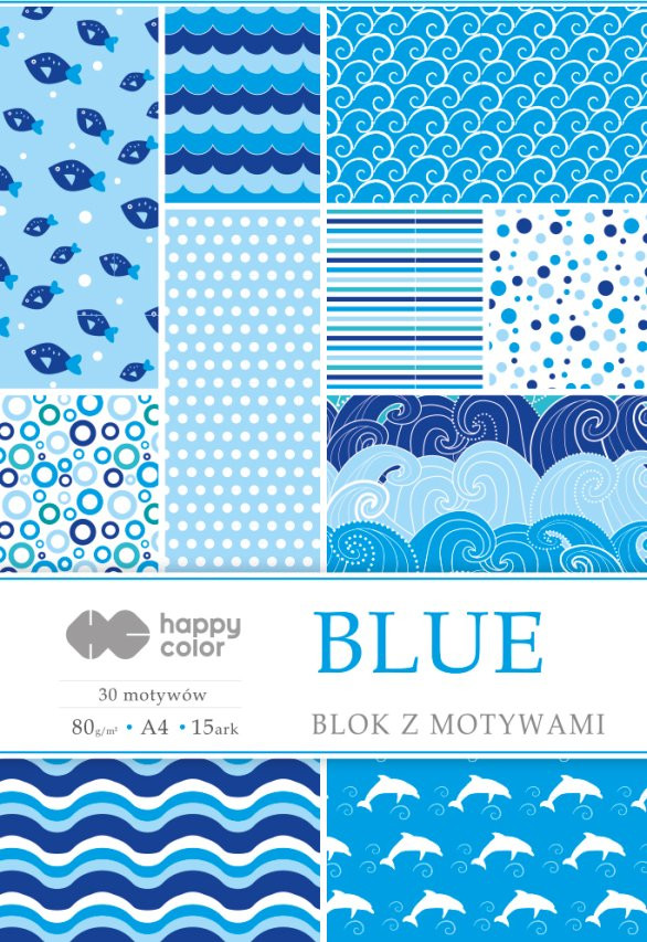 Blok z motywami Blue A4/15ark 80g Happy Color