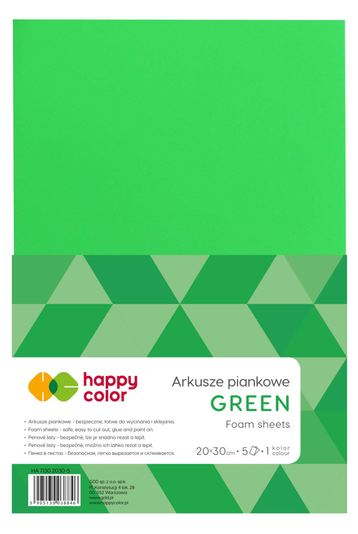 Arkusze piankowe A4 5szt. Happy Color zielone