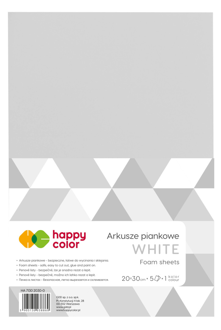 Arkusze piankowe A4 5szt. Happy Color białe