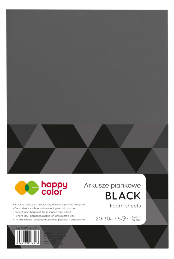 Arkusze piankowe A4 5szt. Happy Color czarne