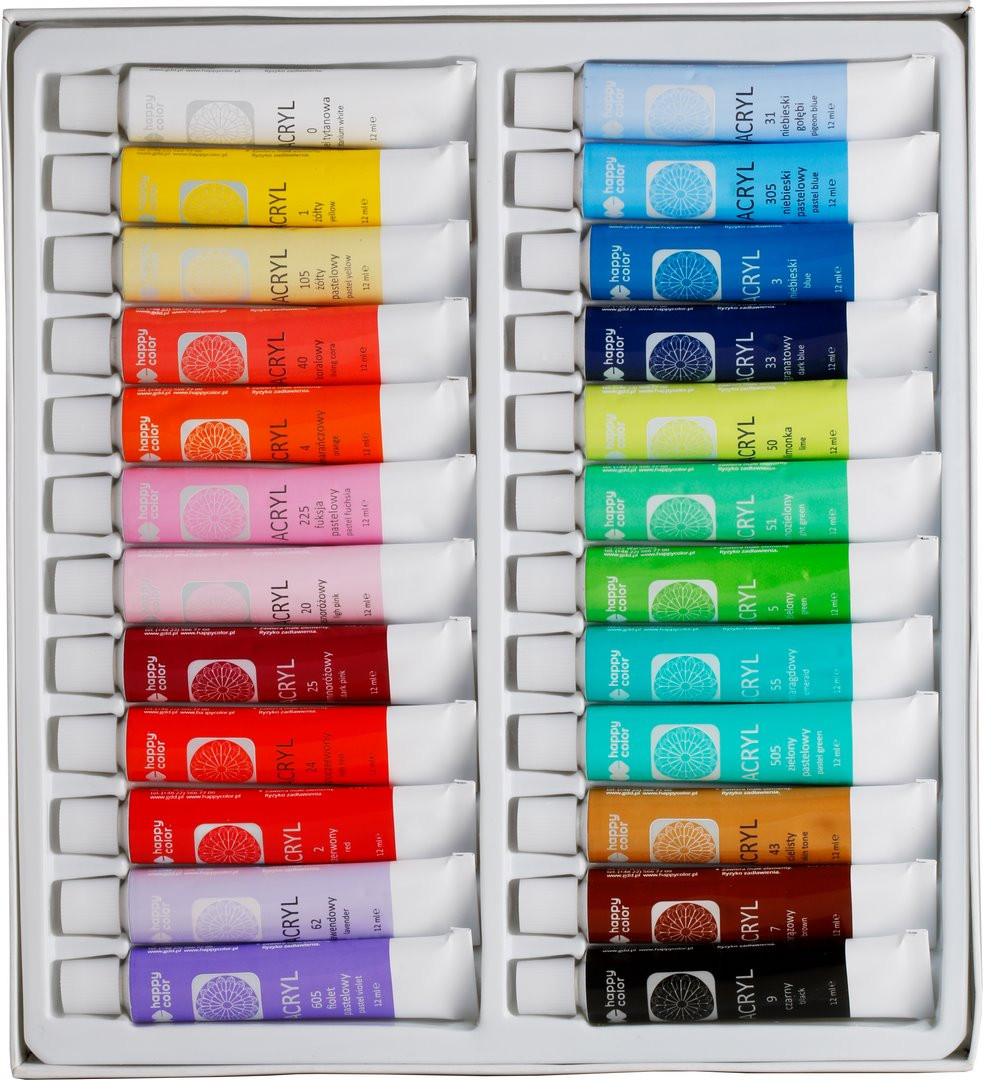 Farba akrylowa 12ml 24 kolory Happy Color
