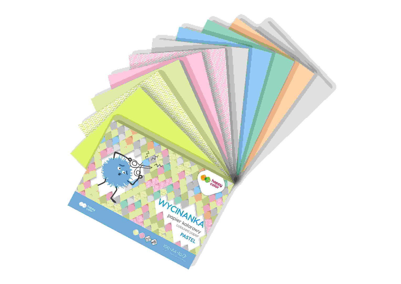 Blok Wycinanka A4/10 pastel 100g Happy Color HA 3710 2030-PA10