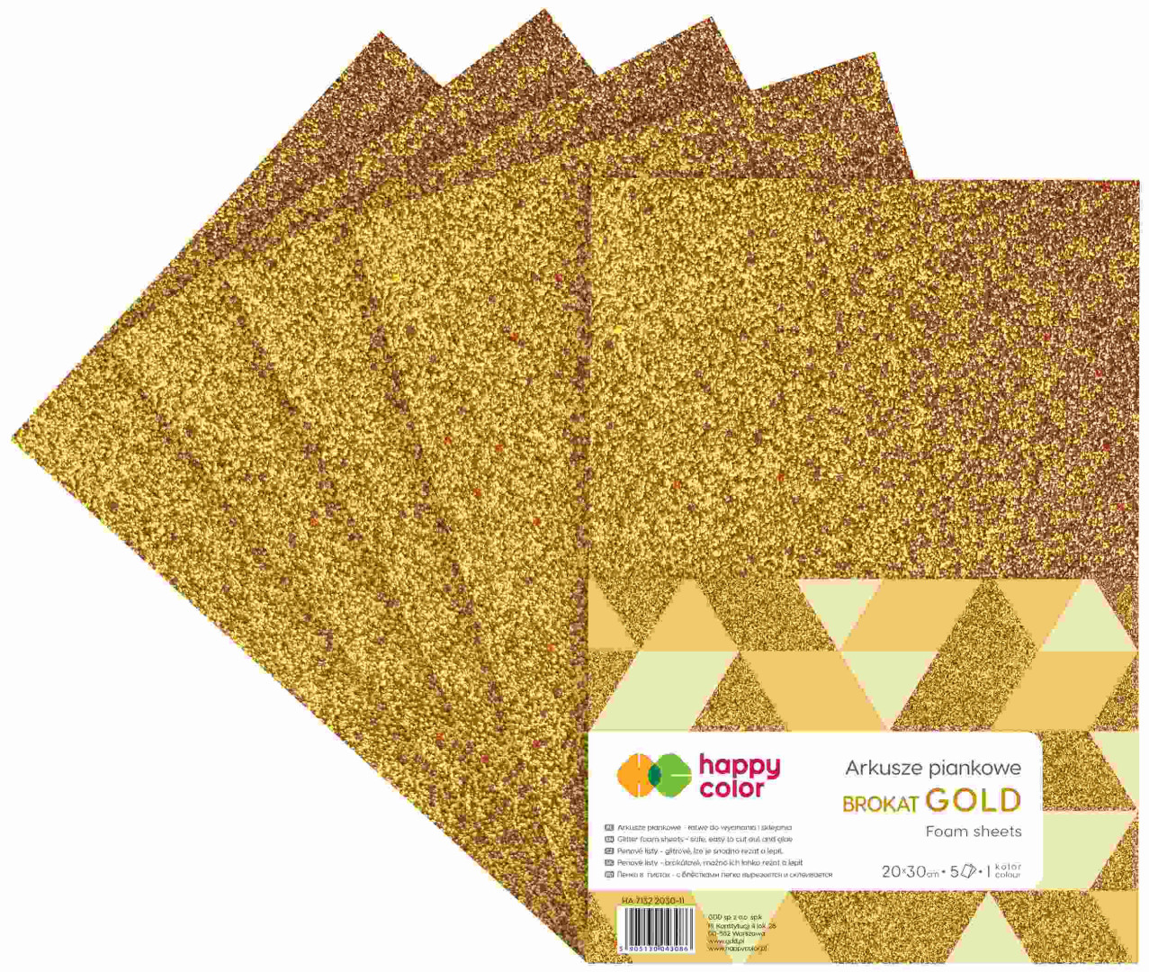 Arkusze piankowe brokatowe A4 (5) złote HA71322030-11 Happy Color