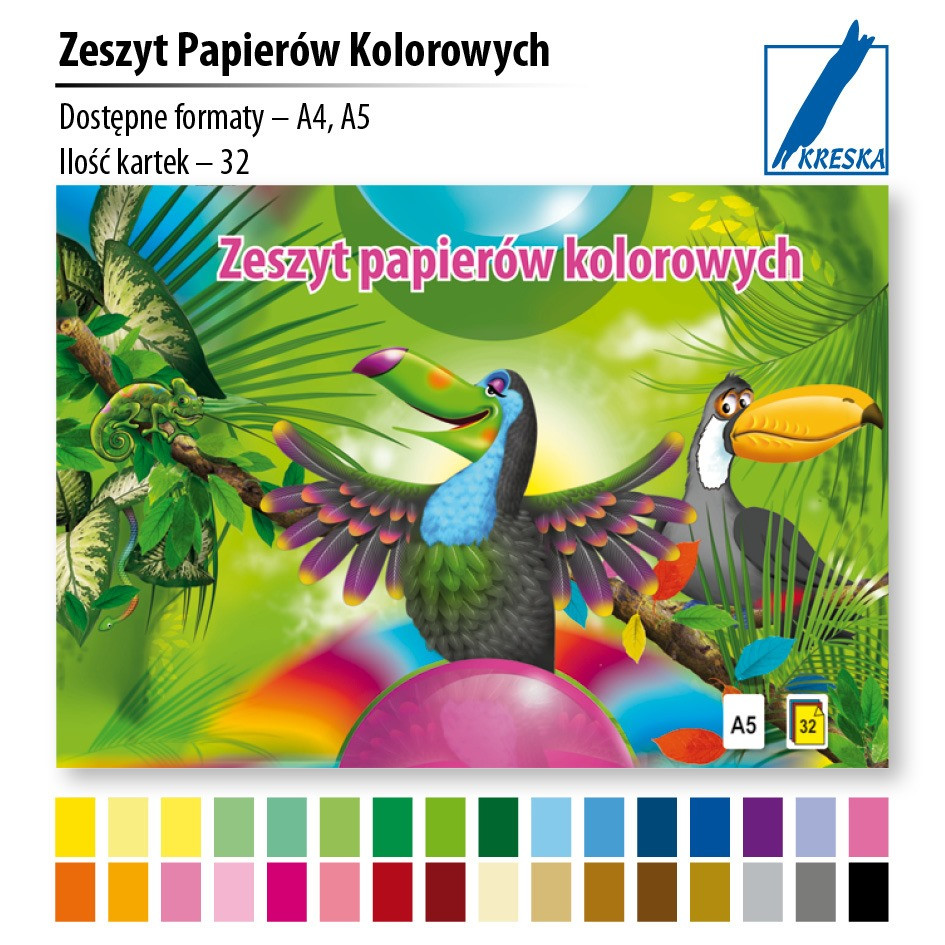Zeszyt papierów kolorowych A4/32 Kreska