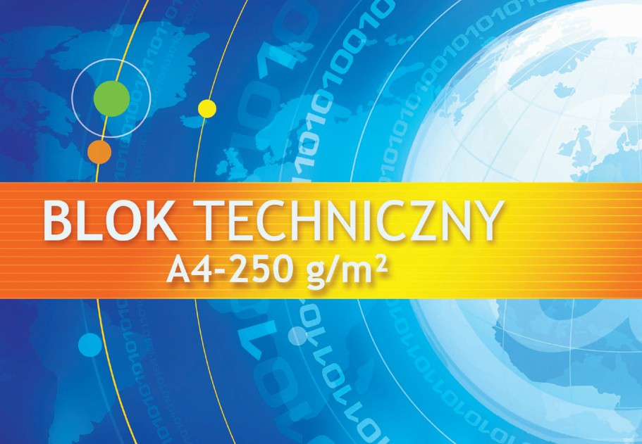 Blok techniczny A4 10k. biały 250g. Kreska