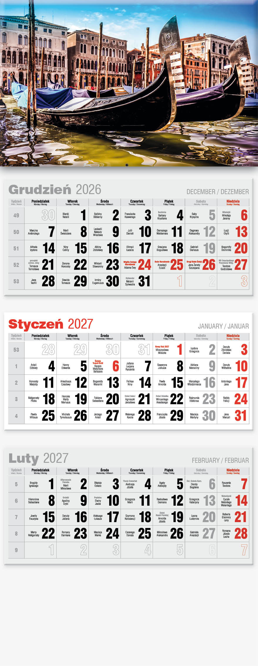 Kalendarz trójdzielny Lux KTL Avanti