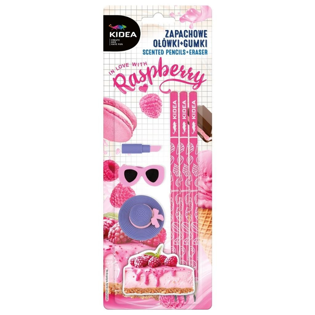 Zapachowe ołówki + gumki Malinowy sernik Kidea  Derform