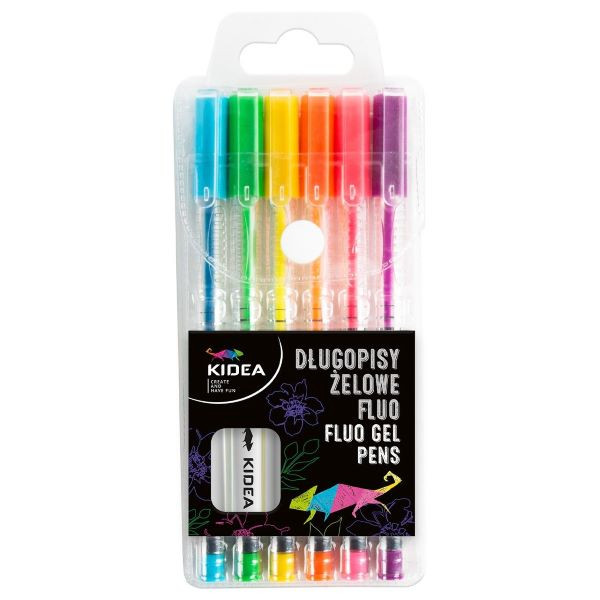 Długopisy żelowe fluo A 6kol Kidea DZFA6KA Derform