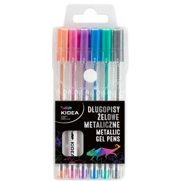Długopisy żelowe metaliczne A 6kol Kidea DZMA6KA Derform
