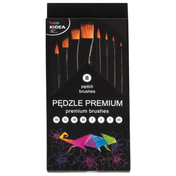 Pędzle premium 8szt Kidea PPR8KA Derform