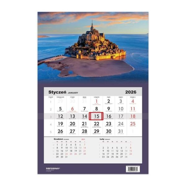 Kalendarz jednodzielny Wzgórze Świętego Michała, Francja Sztuka Rodzinna