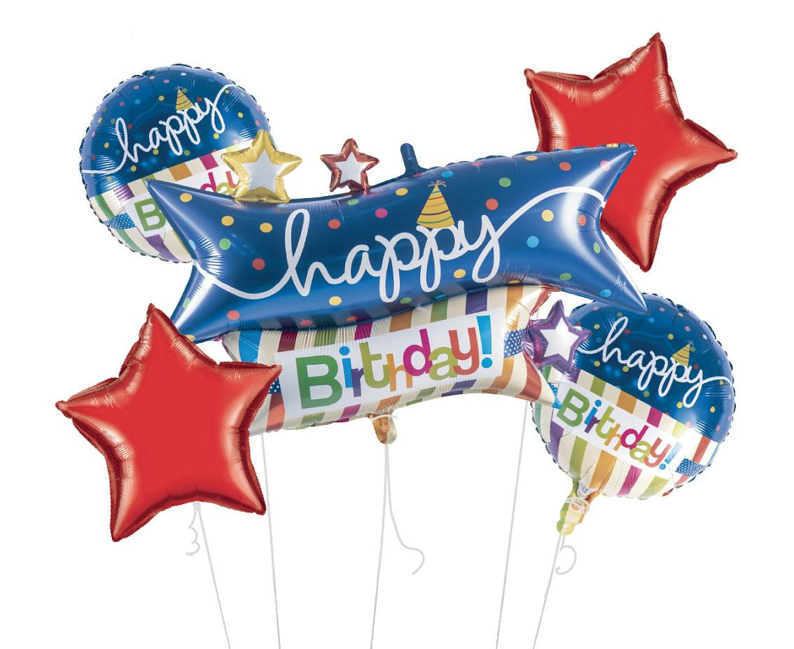 Balony foliowe - Zestaw Happy Birthday 5szt FO-ZHBY GoDan