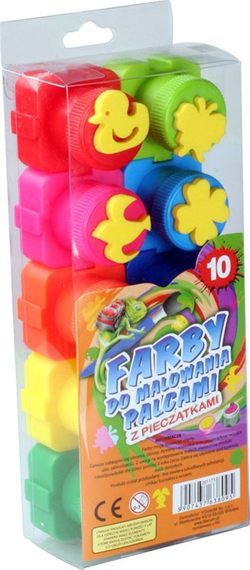 Farby do malowania palcami z pieczątkami Zwierzątka 10kol Titanum