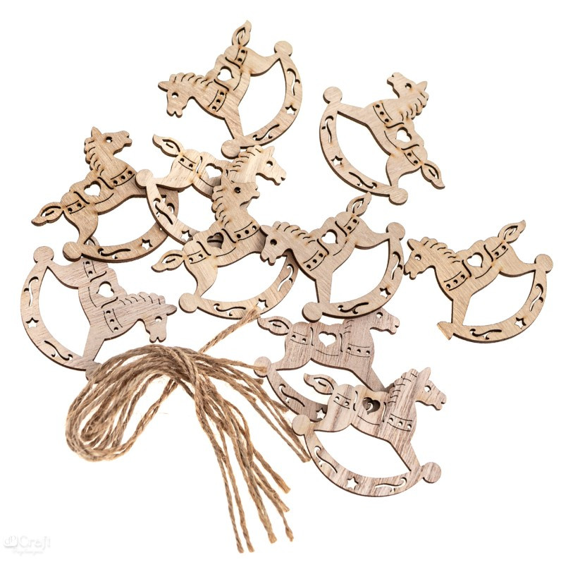 Drewniane koniki na biegunach z zawieszką 10szt DPDN-231 Dalprint