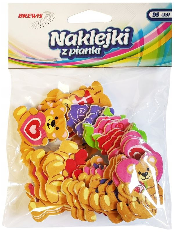 Naklejki z pianki PVC61 Misie z sercem Brewis