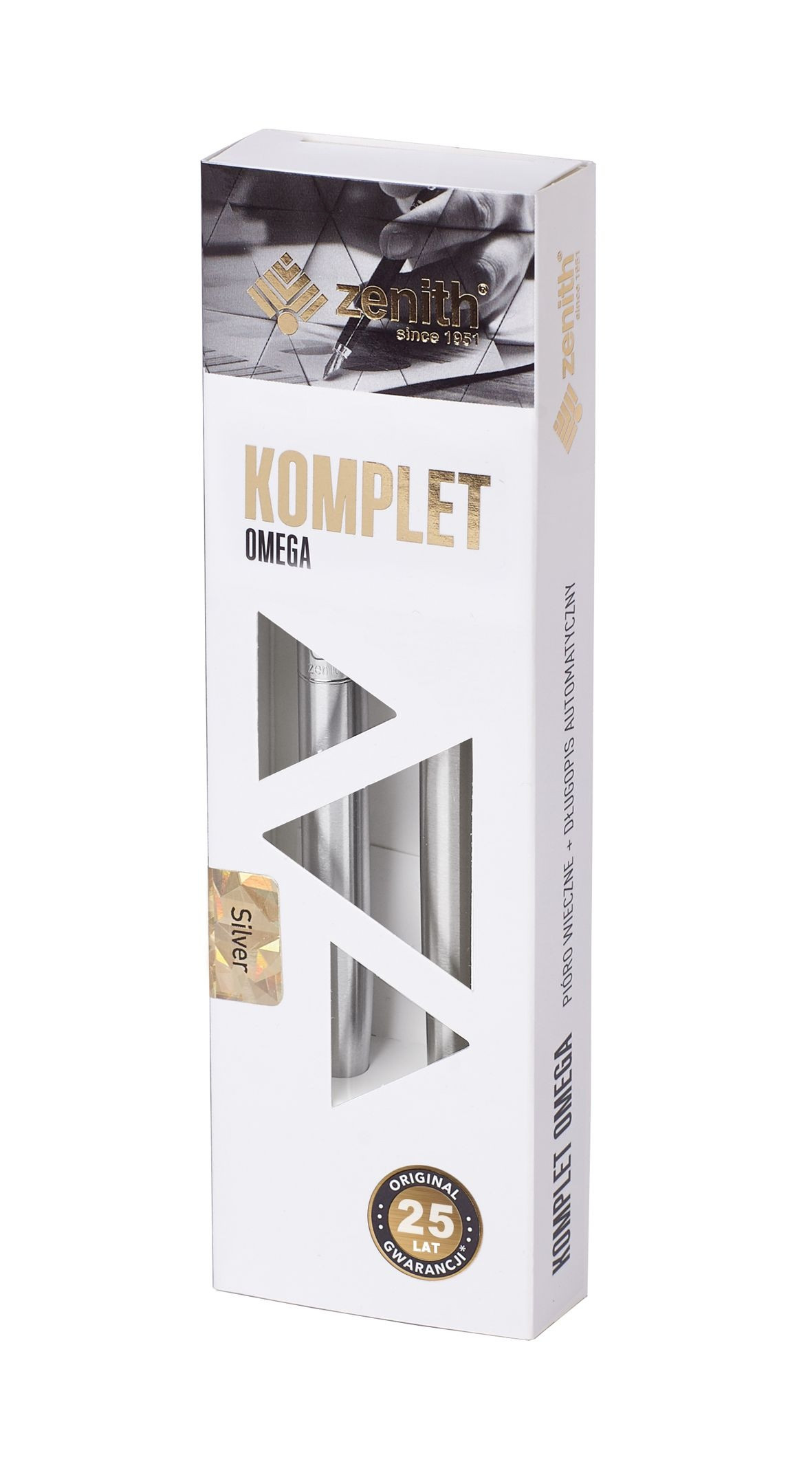 Komplet Zenith Silver w etui-pióro wieczne+długopis
