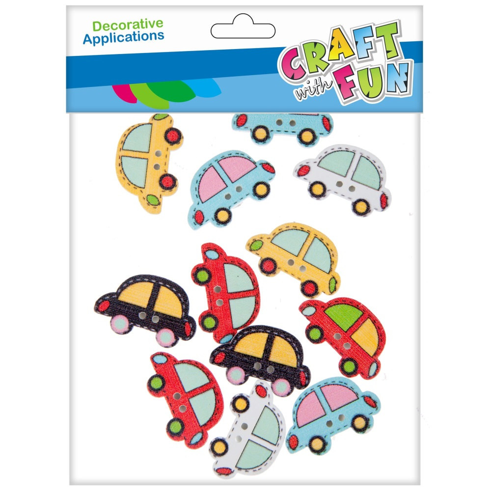 Ozdoba dek. drewniana samoprzylepna auto 12szt 463791 Euro-Trade