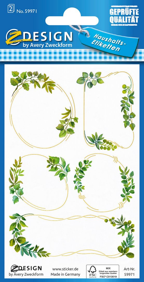 Etykiety na przetwory i słoiki liście Avery