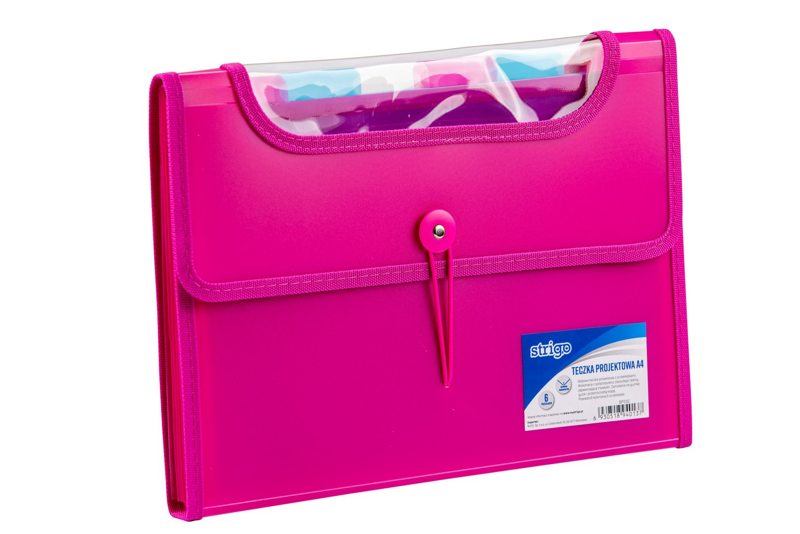 Teczka Vfile PP A4 6 przekładek różowa SF032 Strigo WPC
