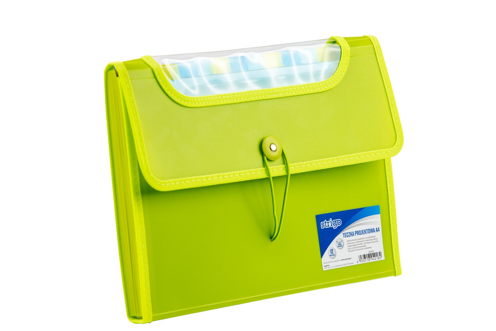 Teczka Vfile PP A4 12 przekładek zielona SF037 Strigo WPC