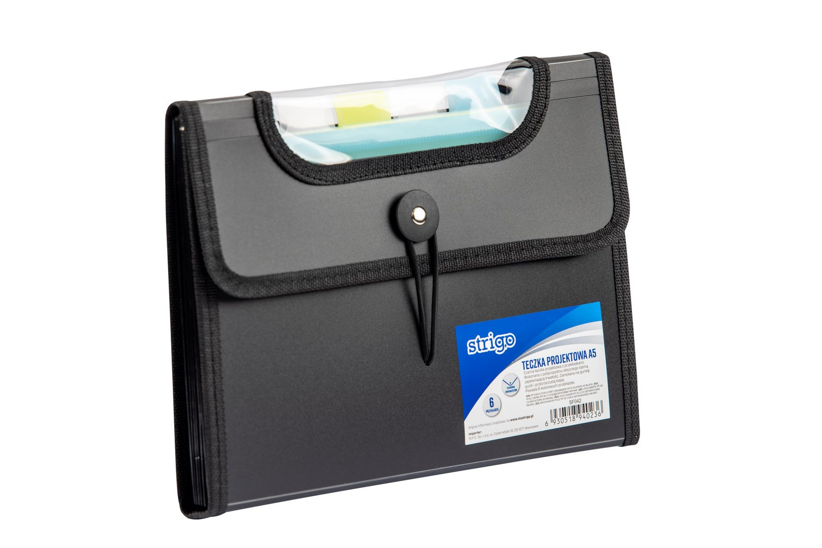 Teczka Vfile PP A5 6 przekładek czarna SF042 Strigo WPC